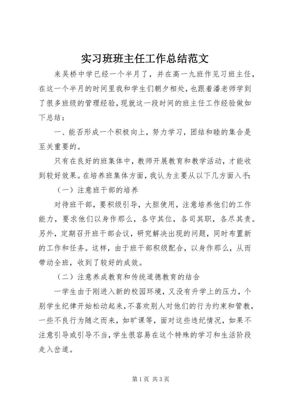 2023年实习班班主任工作总结.docx_第1页