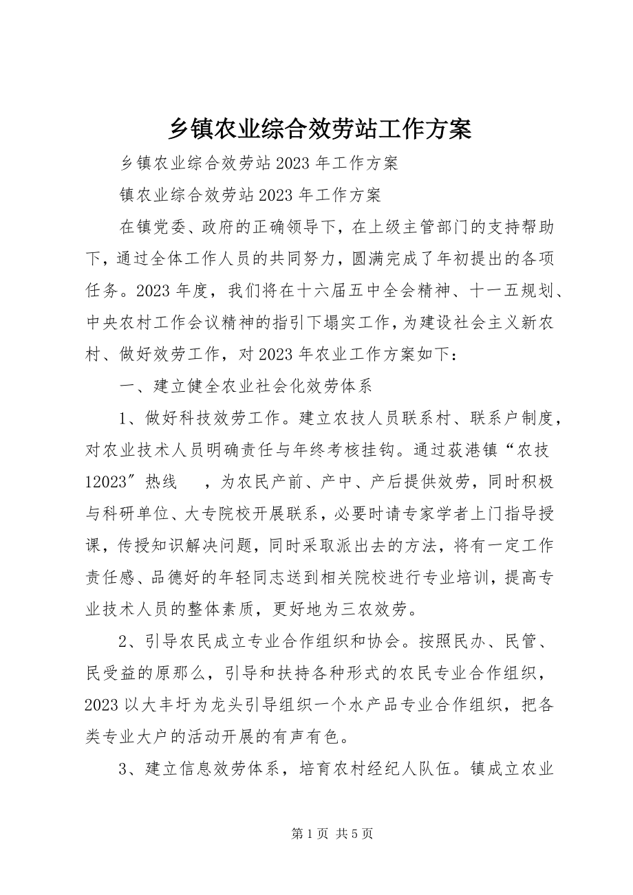 2023年乡镇农业综合服务站工作计划.docx_第1页