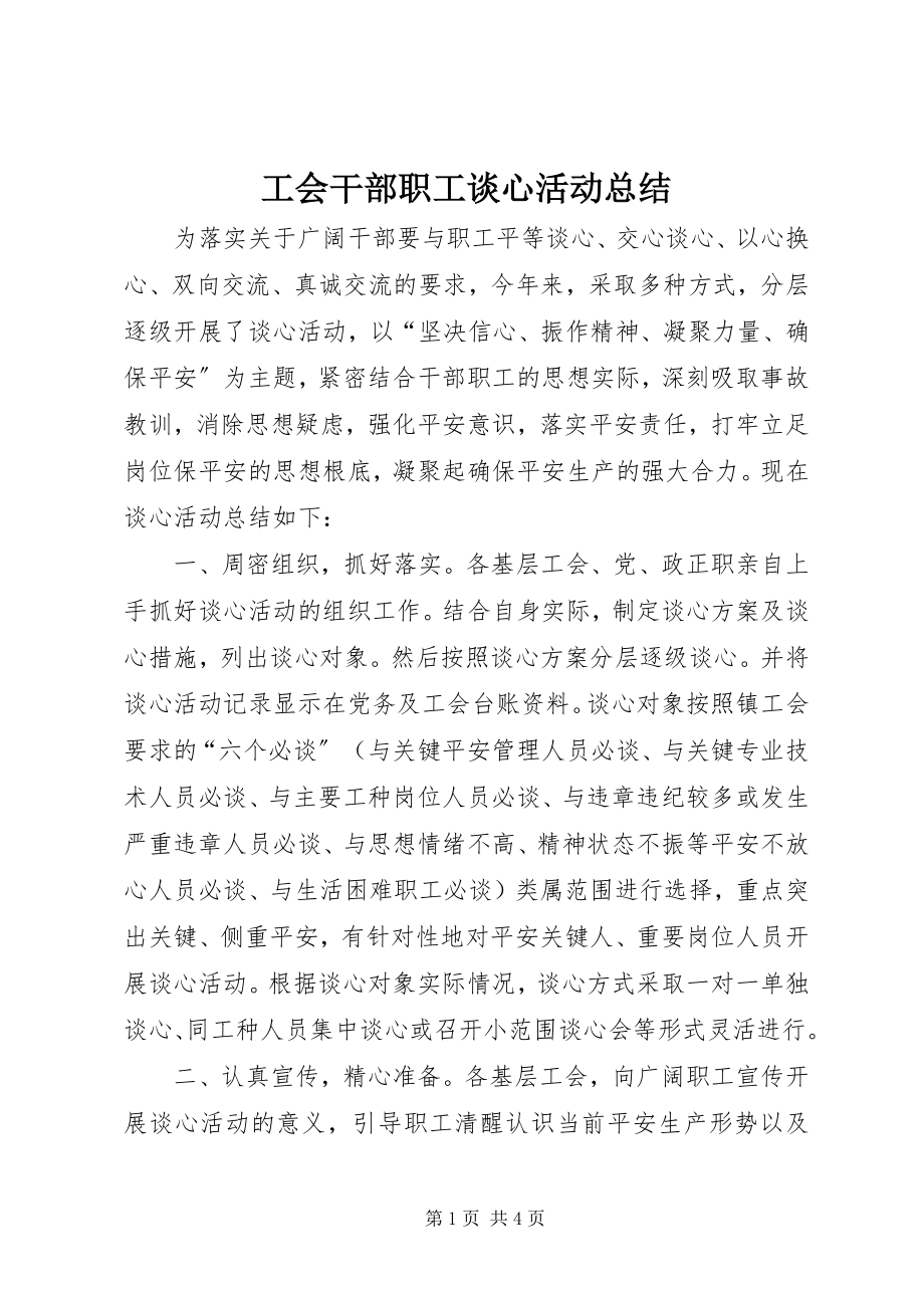 2023年工会干部职工谈心活动总结.docx_第1页