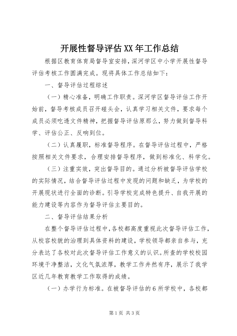 2023年发展性督导评估某年工作总结.docx_第1页