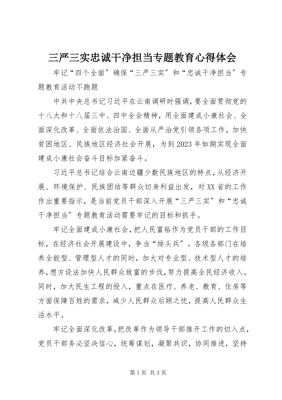 2023年三严三实忠诚干净担当专题教育心得体会.docx_第1页