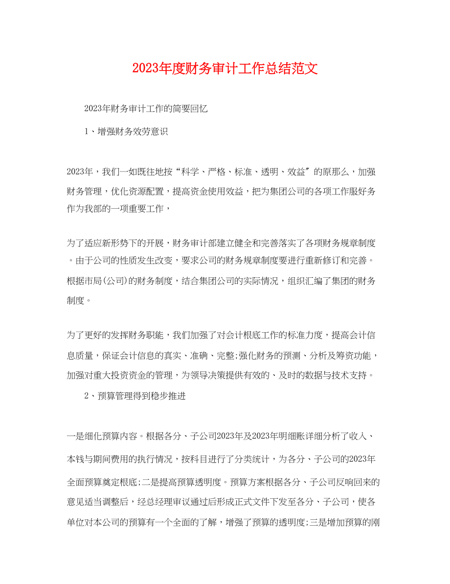 2023年度财务审计工作总结.docx_第1页