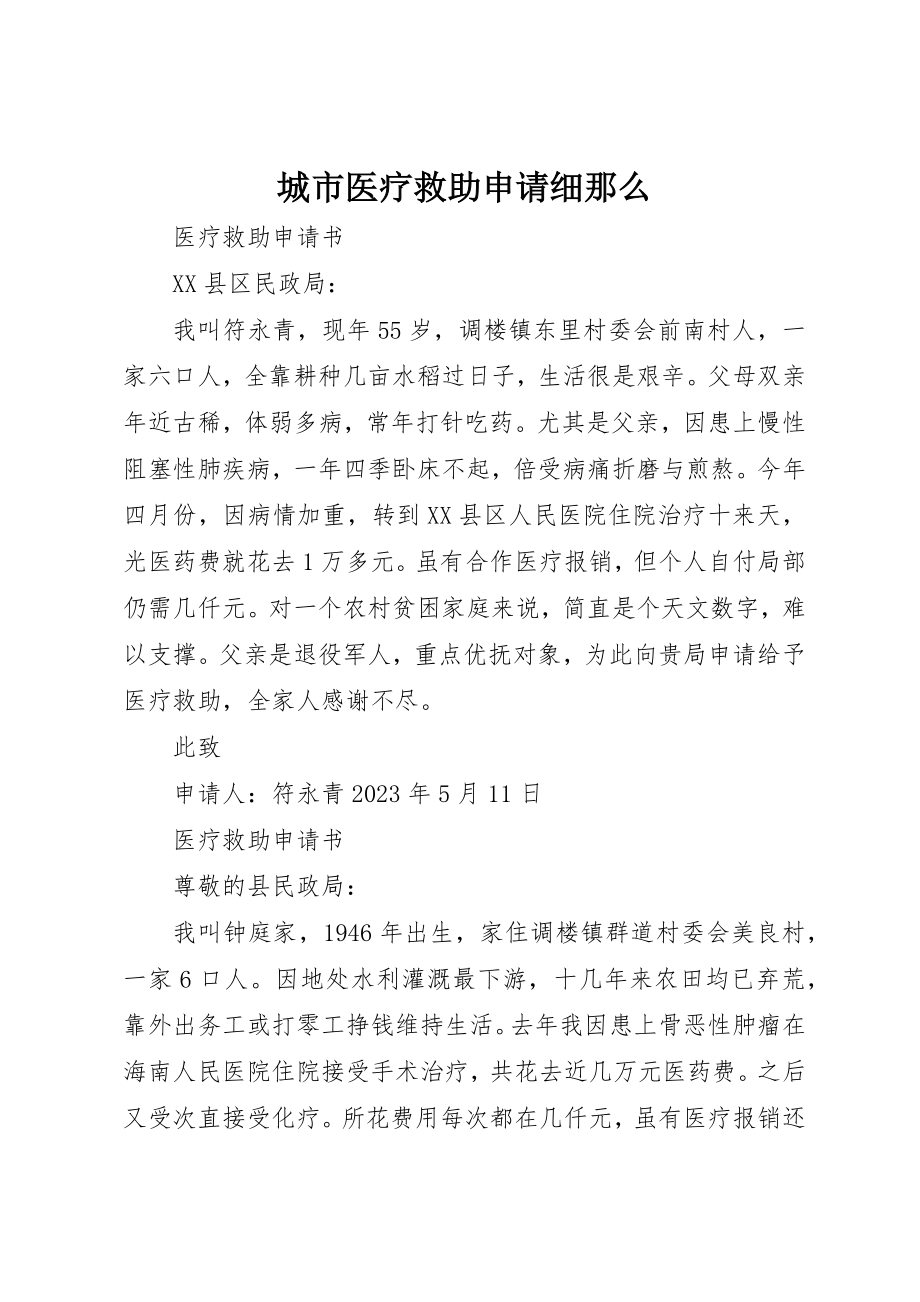 2023年城市医疗救助申请细则.docx_第1页