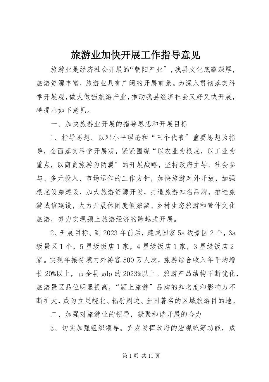 2023年旅游业加快发展工作指导意见.docx_第1页