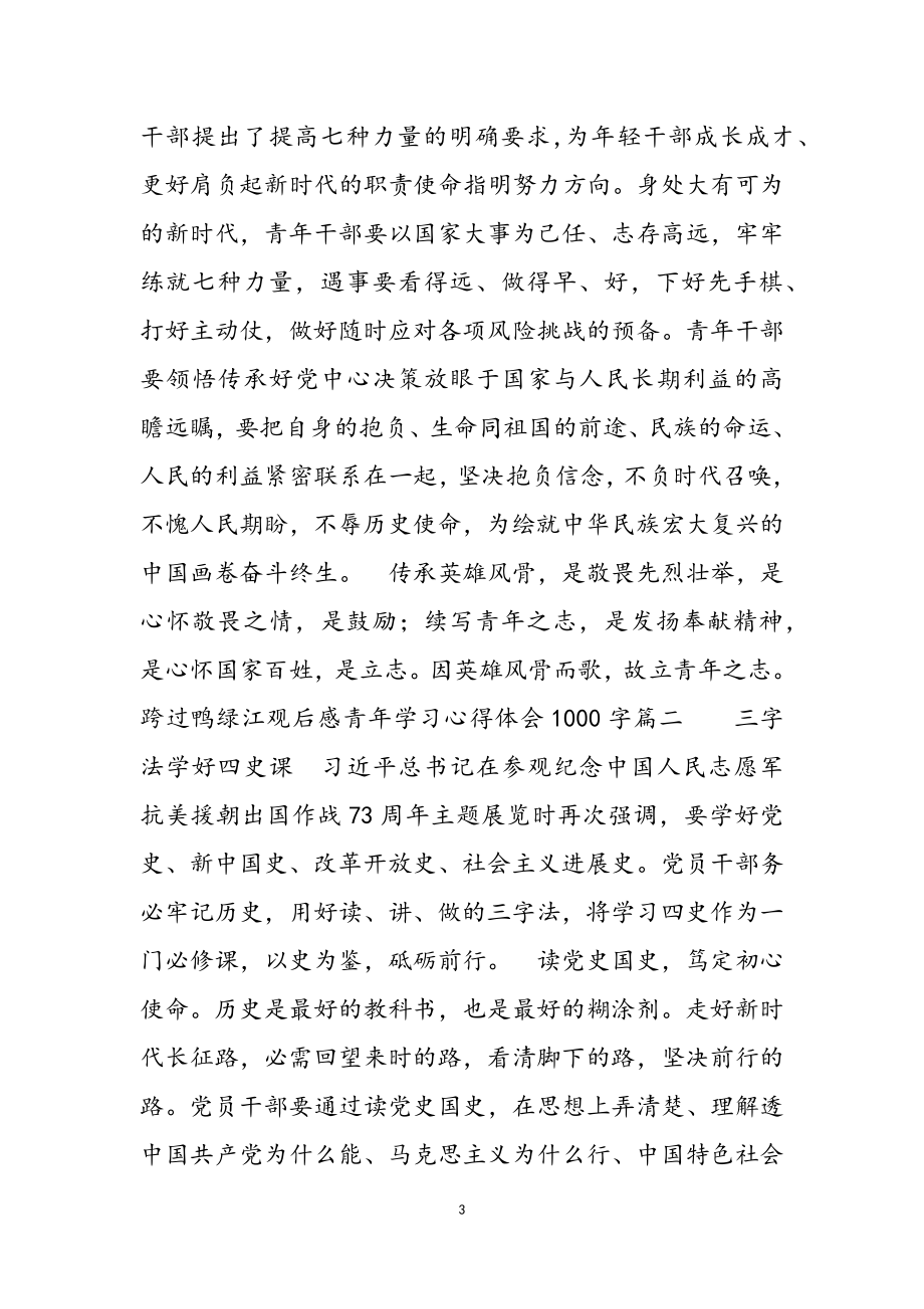 2023年《跨过鸭绿江》观后感青年学习心得体会1000字三篇.doc_第3页