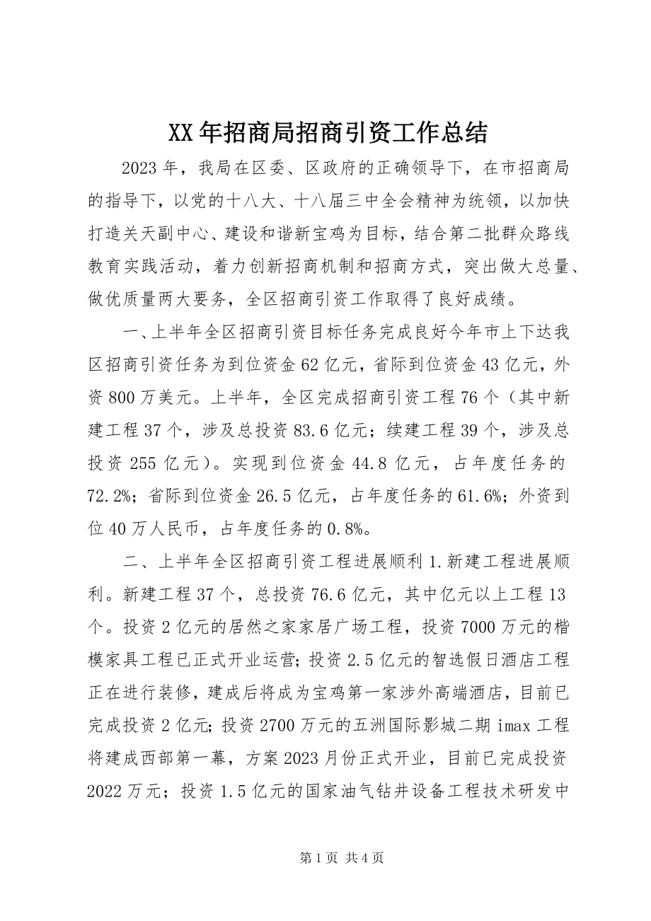 2023年招商局招商引资工作总结.docx_第1页