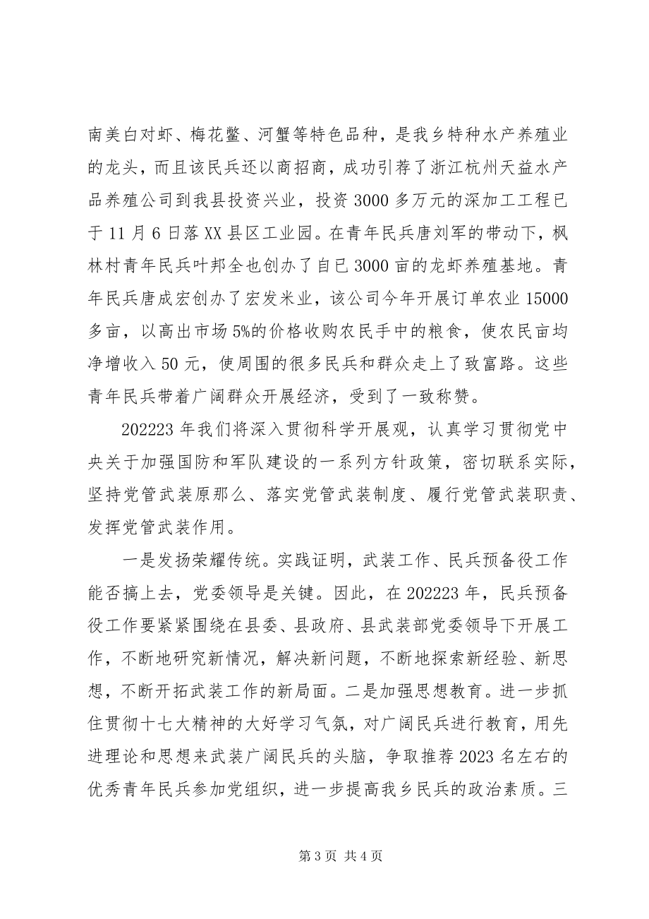 2023年乡镇党管武装工作汇报材料乡镇党管武装新编.docx_第3页