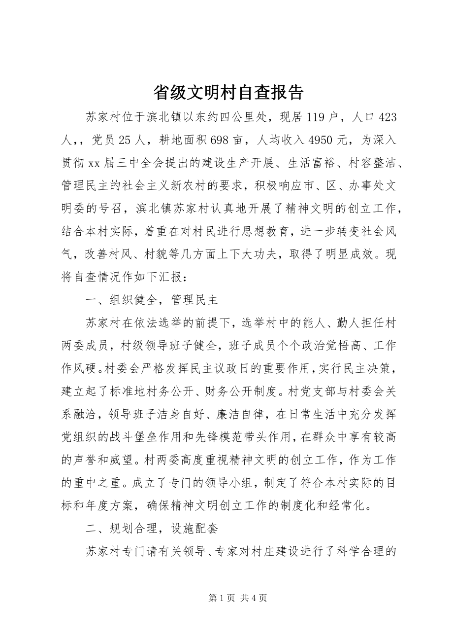 2023年省级文明村自查报告.docx_第1页