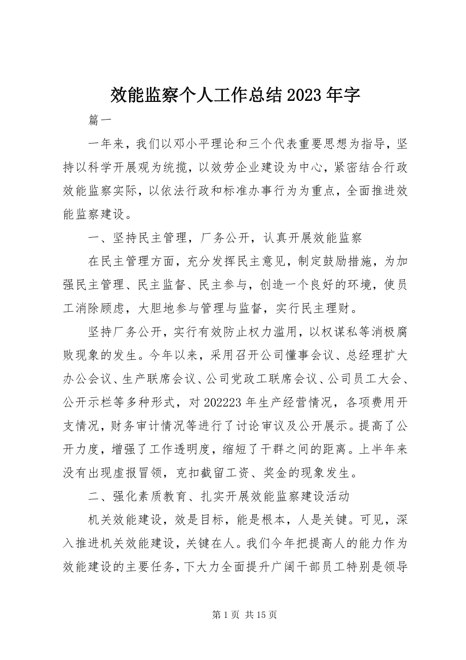 2023年效能监察个人工作总结字.docx_第1页