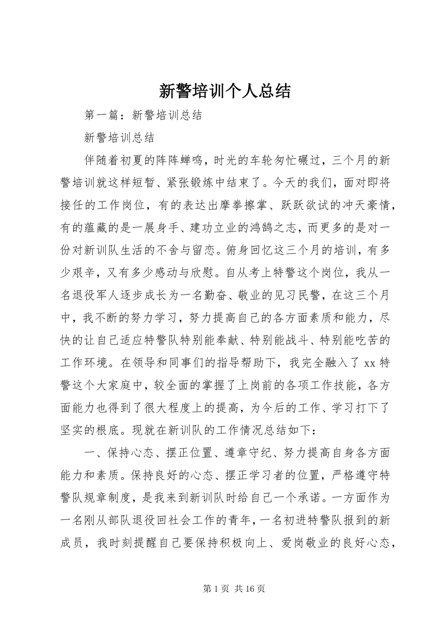 2023年新警培训个人总结.docx_第1页