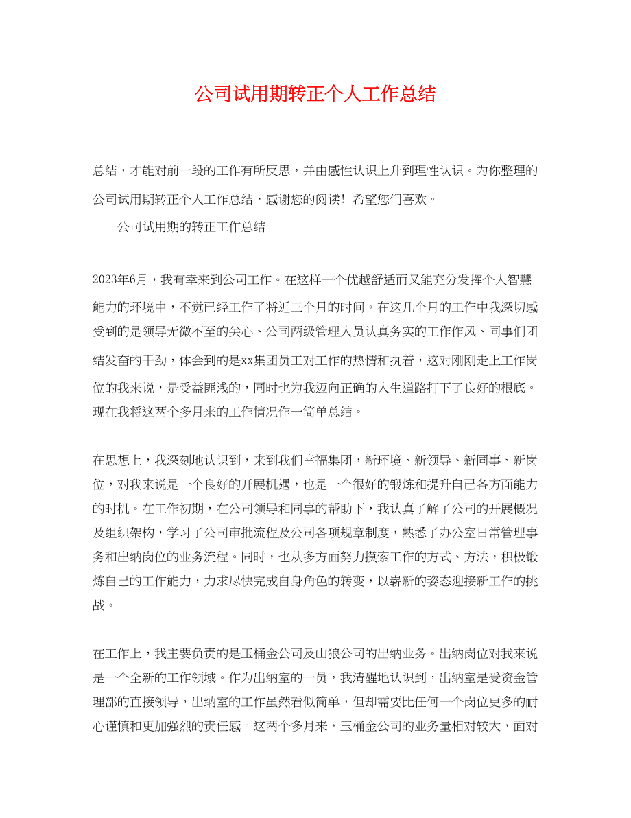 2023年公司试用期转正个人工作总结.docx_第1页