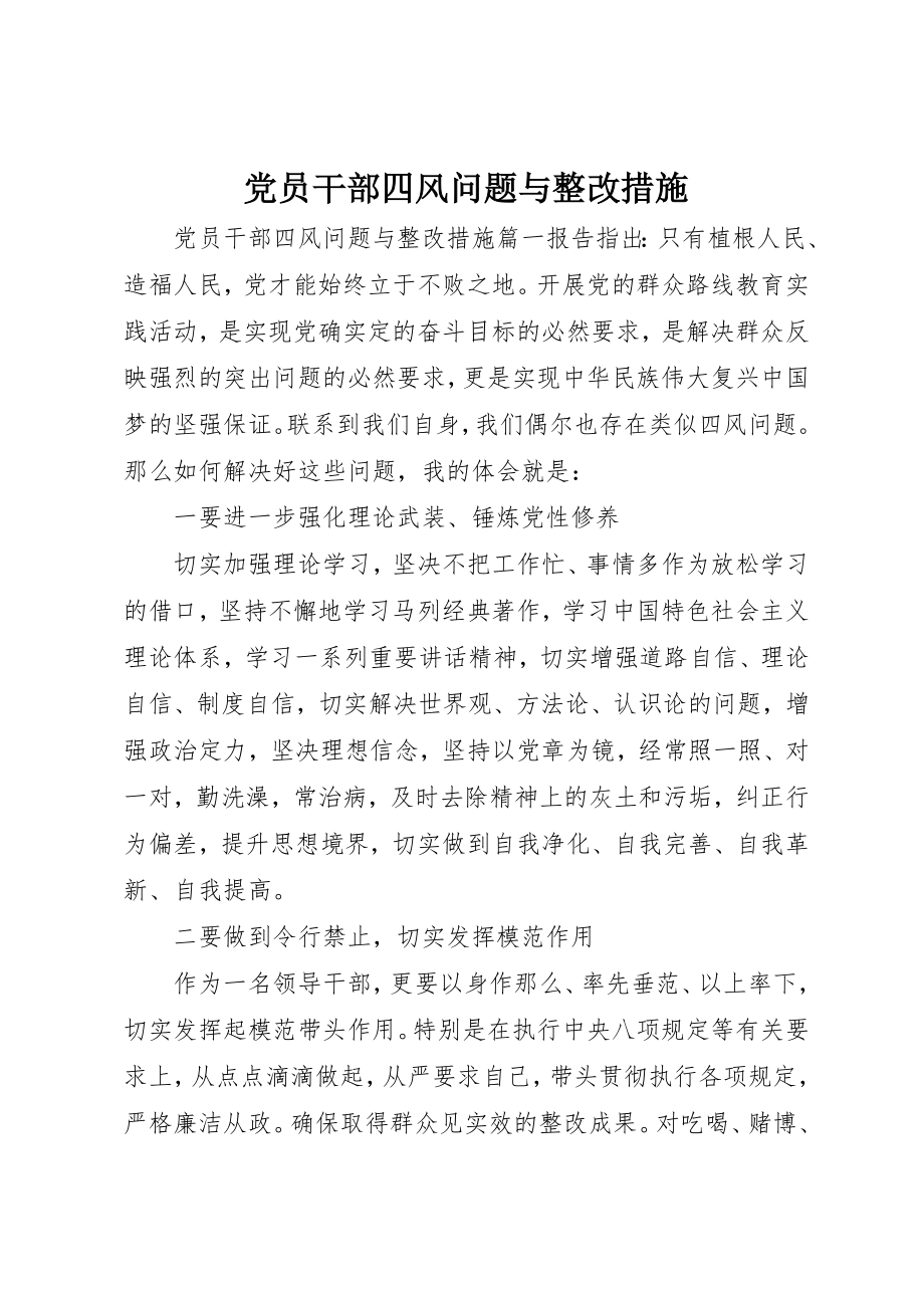 2023年党员干部四风问题与整改措施.docx_第1页