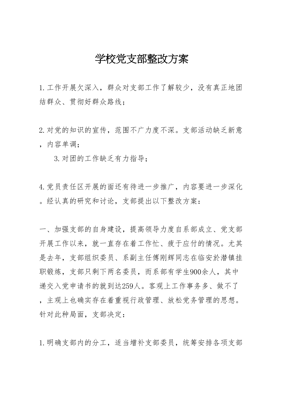 2023年学校党支部整改方案 3.doc_第1页