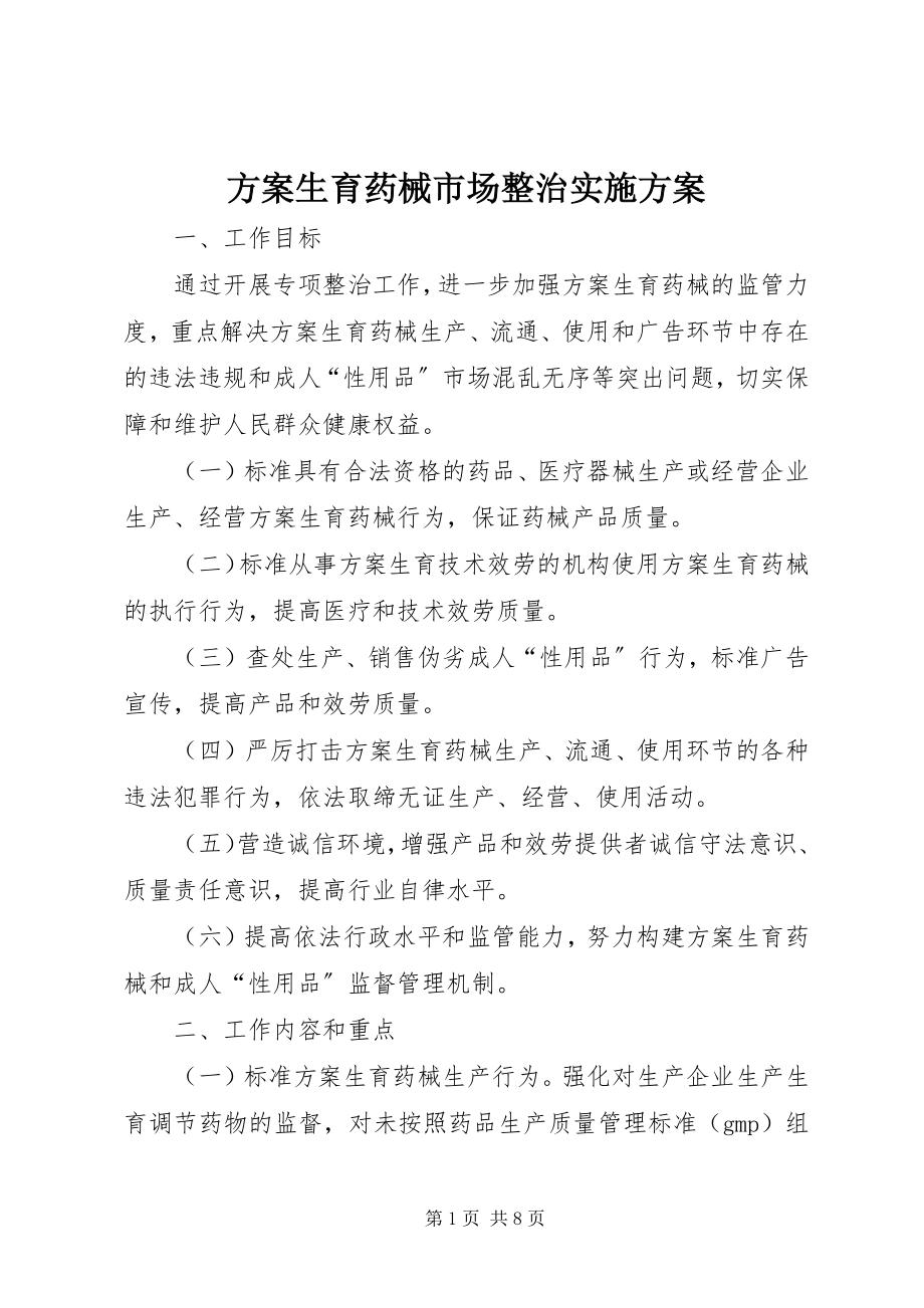 2023年计划生育药械市场整治实施方案.docx_第1页