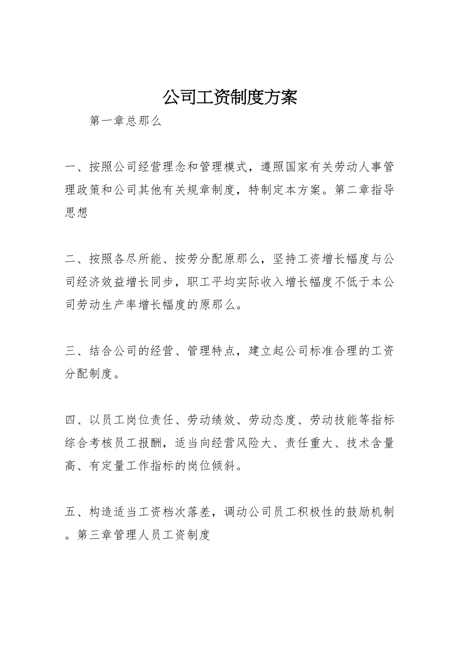 2023年公司工资制度方案 5.doc_第1页