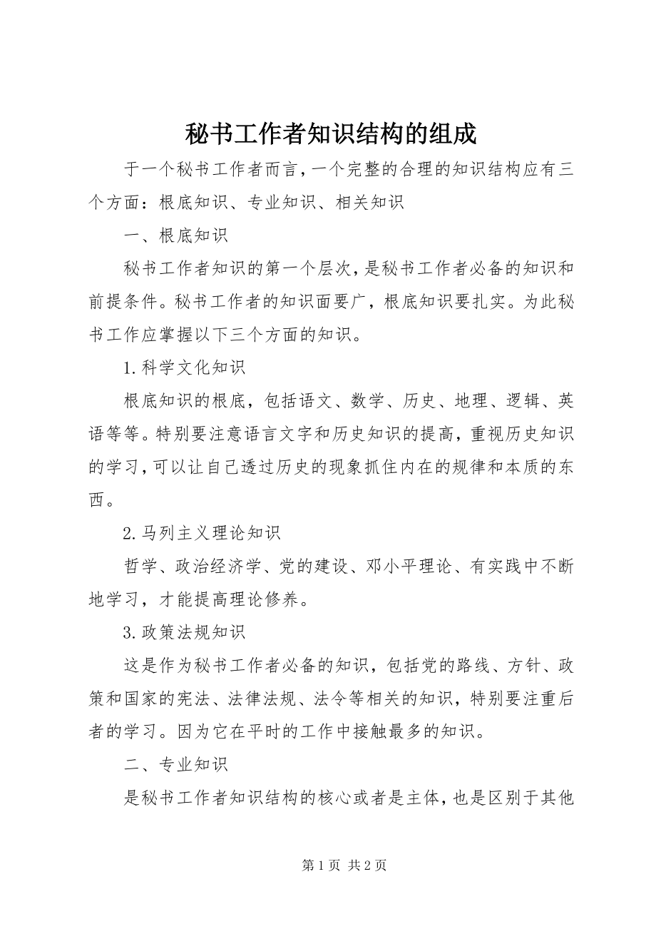 2023年秘书工作者知识结构的组成.docx_第1页