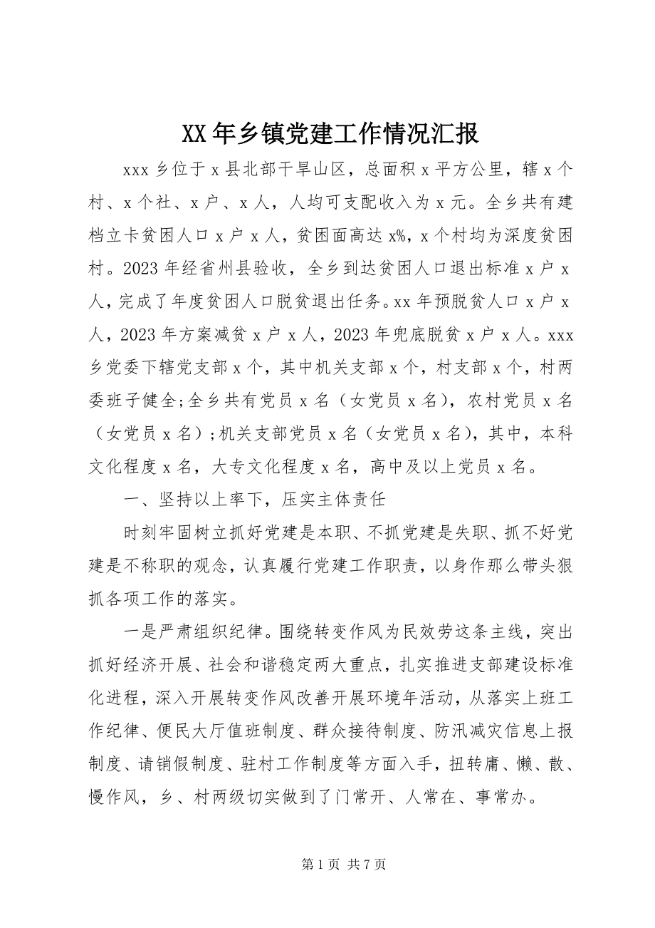 2023年乡镇党建工作情况汇报.docx_第1页