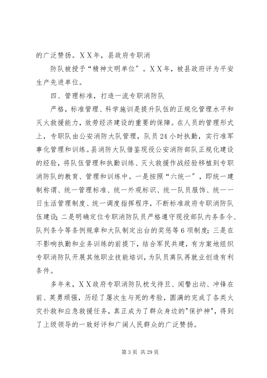 2023年政府专职消防队先进事迹材料.docx_第3页