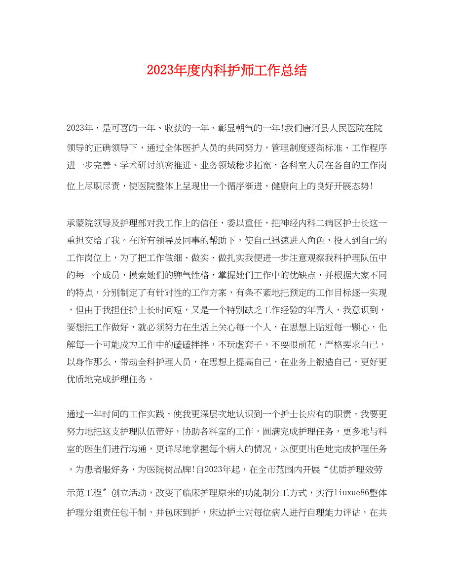 2023年度内科护师工作总结.docx_第1页