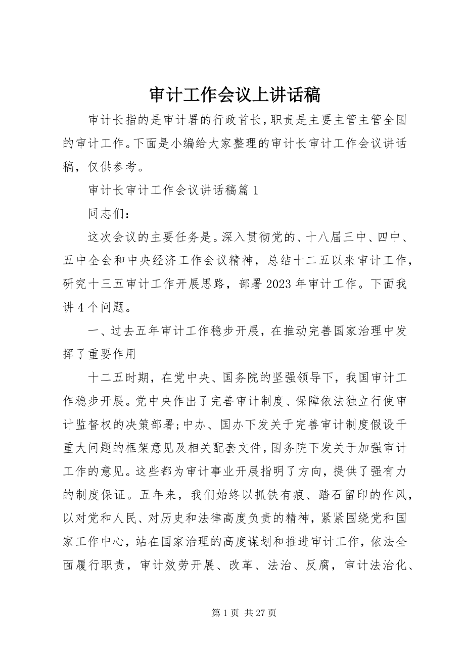 2023年审计工作会议上致辞稿.docx_第1页