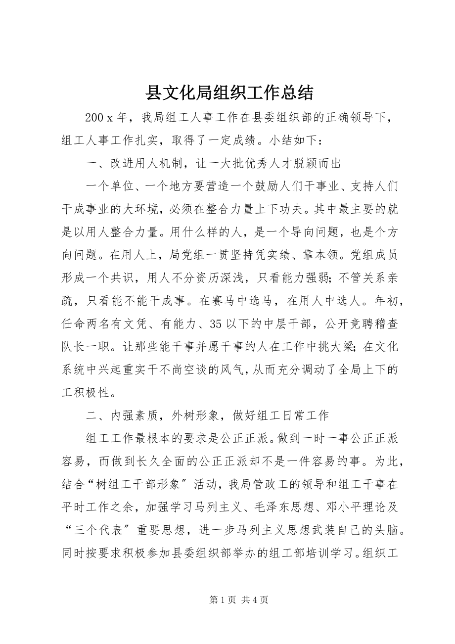 2023年县文化局组织工作总结.docx_第1页