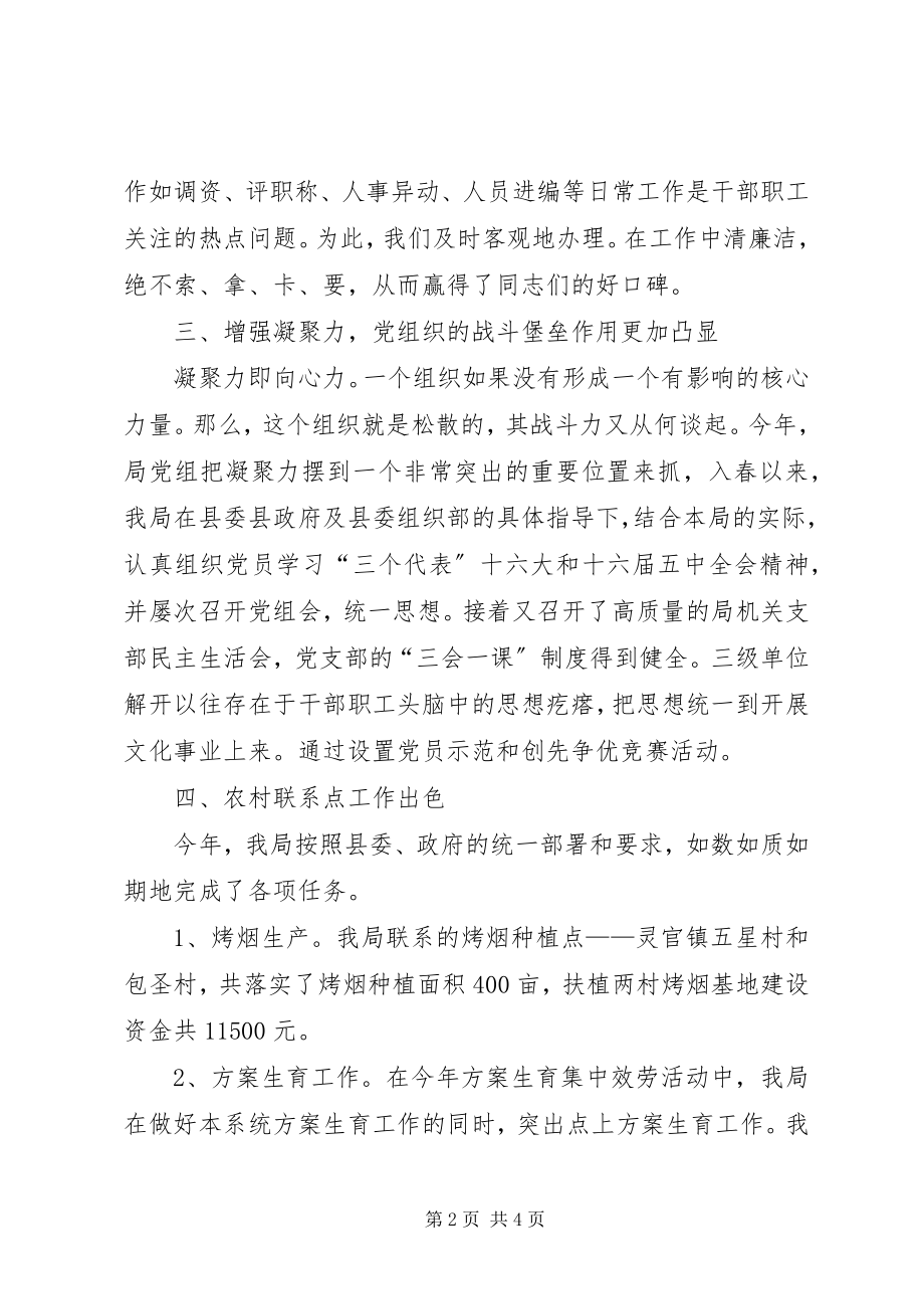 2023年县文化局组织工作总结.docx_第2页