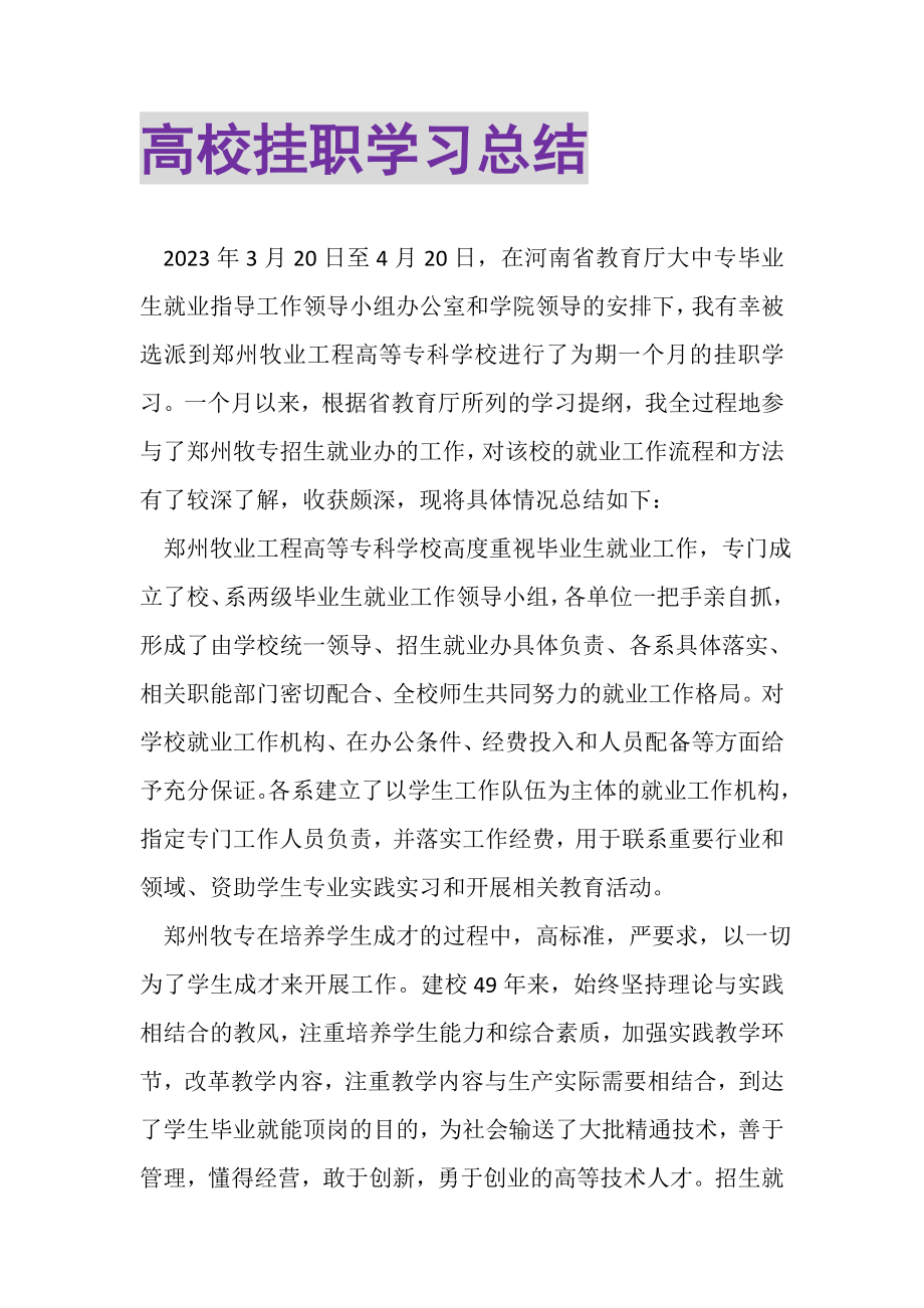 2023年高校挂职学习总结.doc_第1页