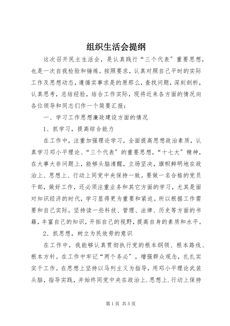 2023年组织生活会提纲.docx_第1页