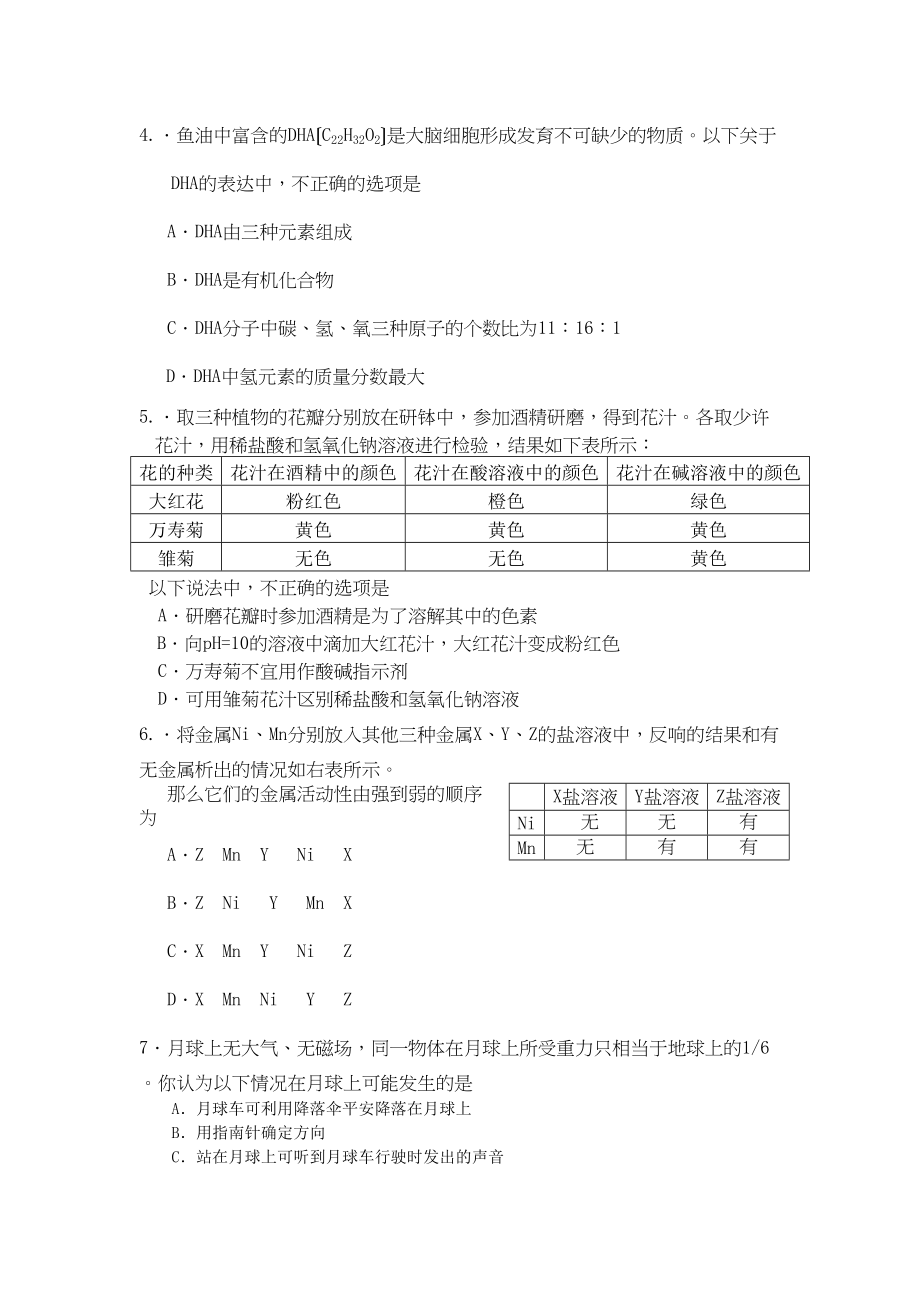 2023年武汉市初三年级五月供题物理化学初中化学.docx_第2页