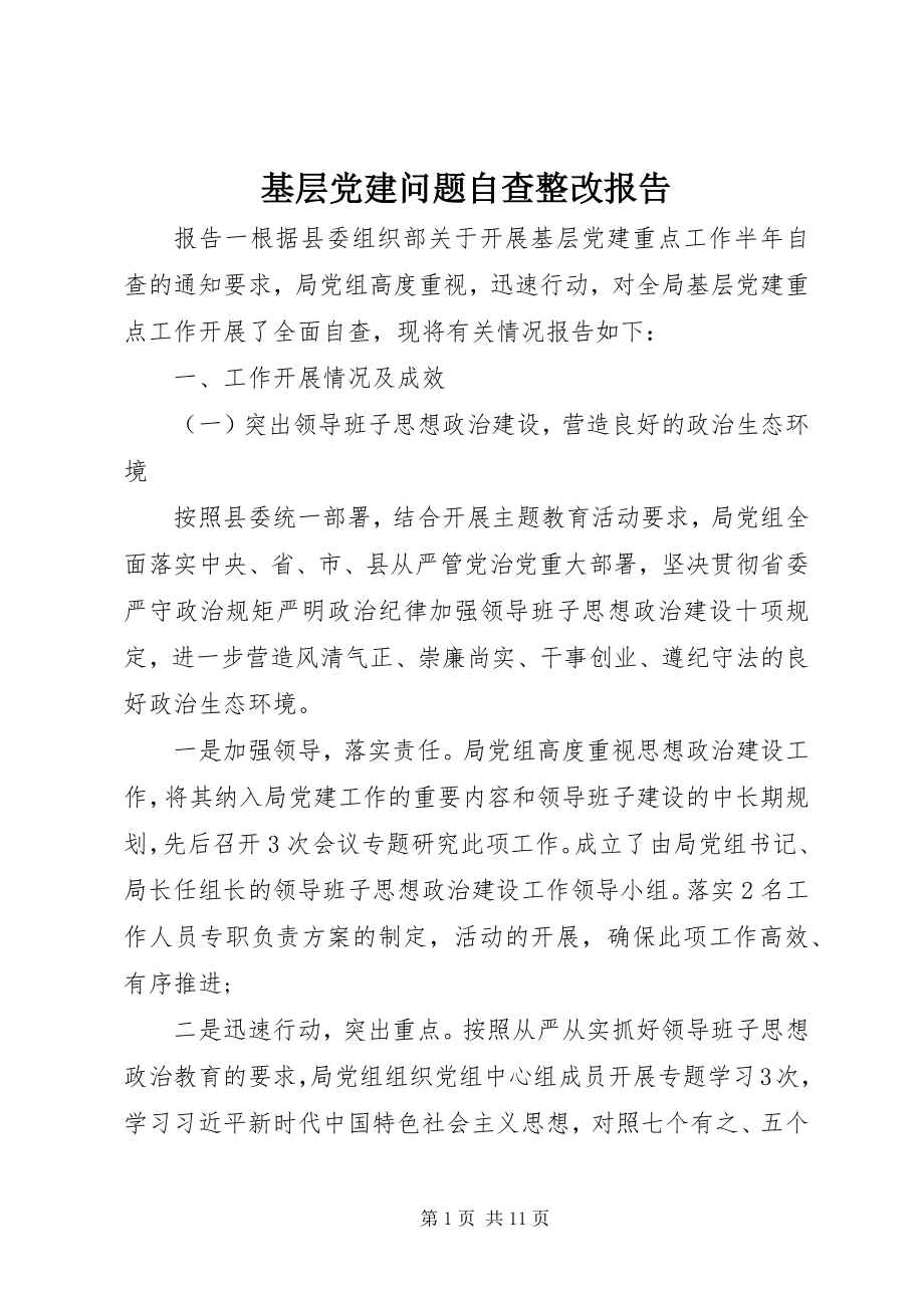 2023年基层党建问题自查整改报告.docx_第1页