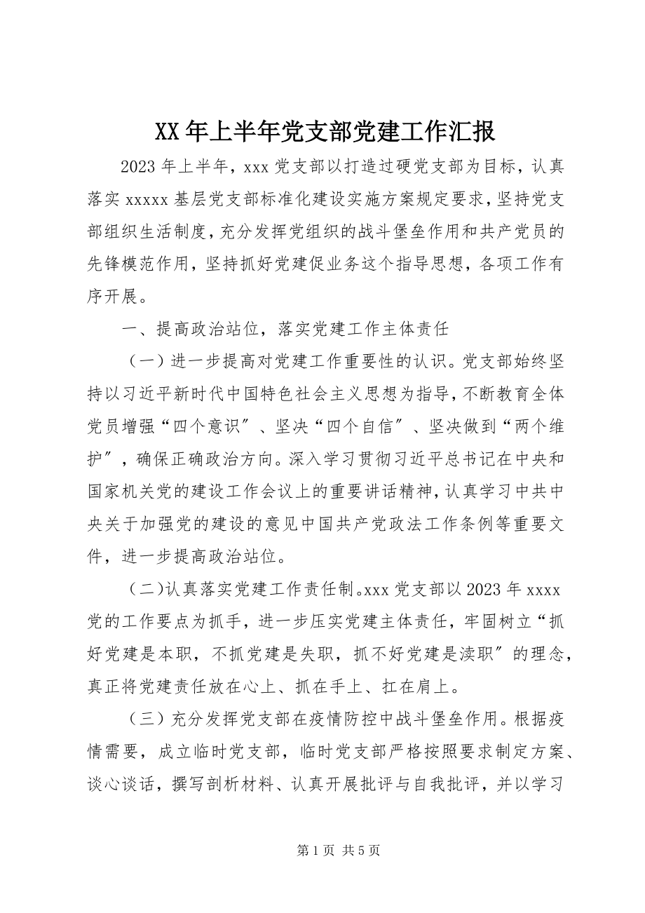 2023年上半年党支部党建工作汇报.docx_第1页