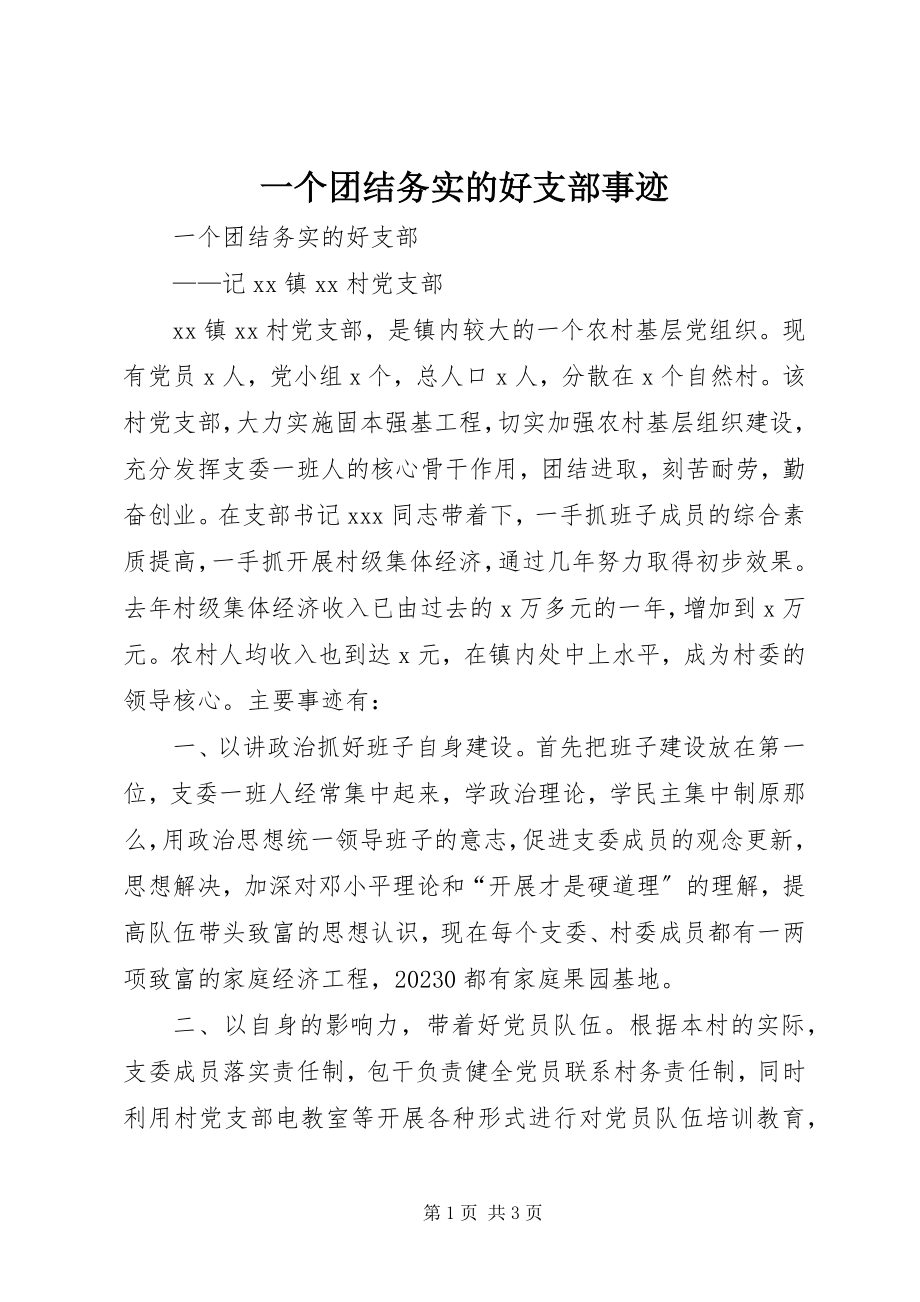 2023年一个团结务实的好支部事迹.docx_第1页