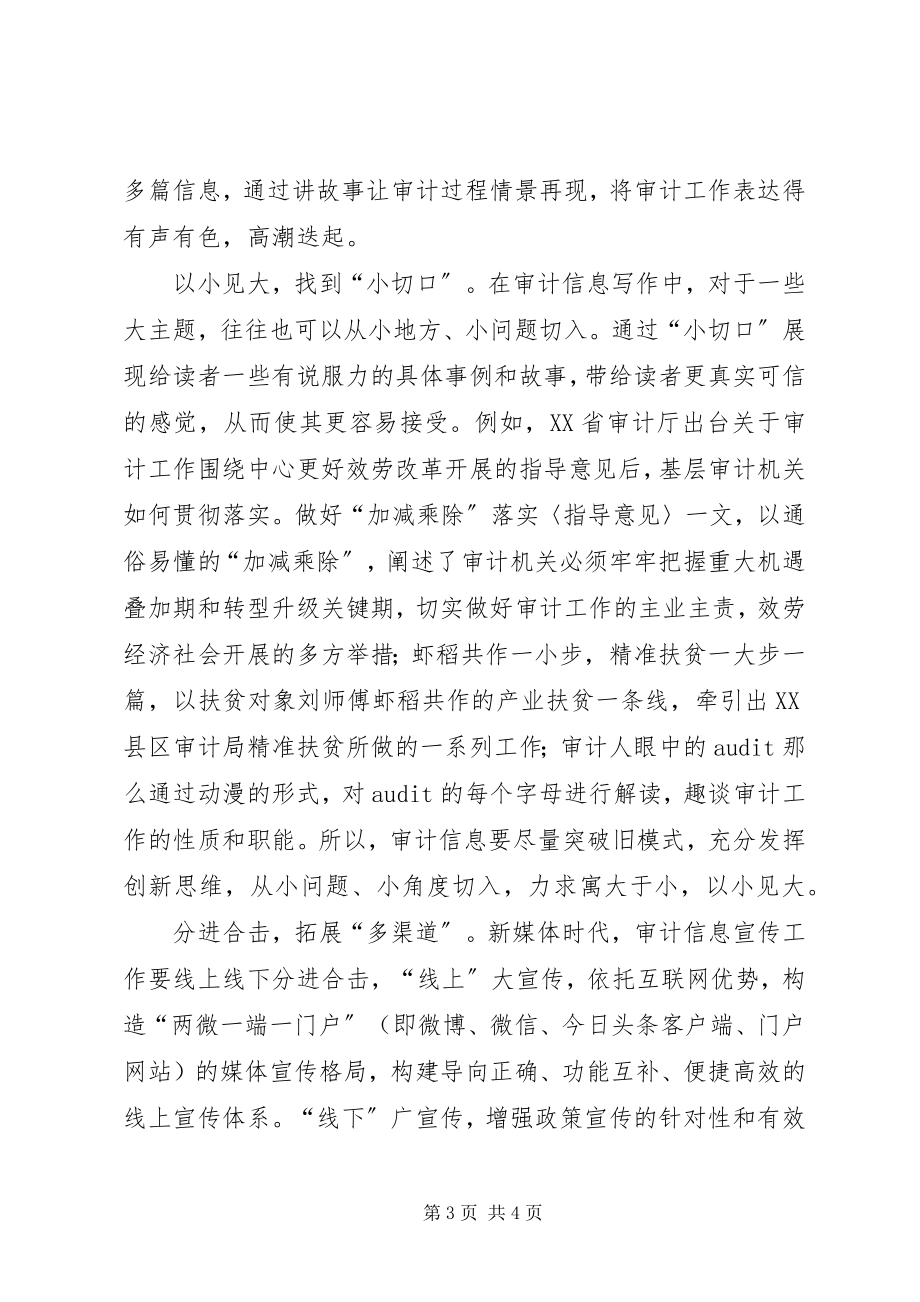 2023年学习十九大报告浅谈审计信息宣传工作的创新策略.docx_第3页