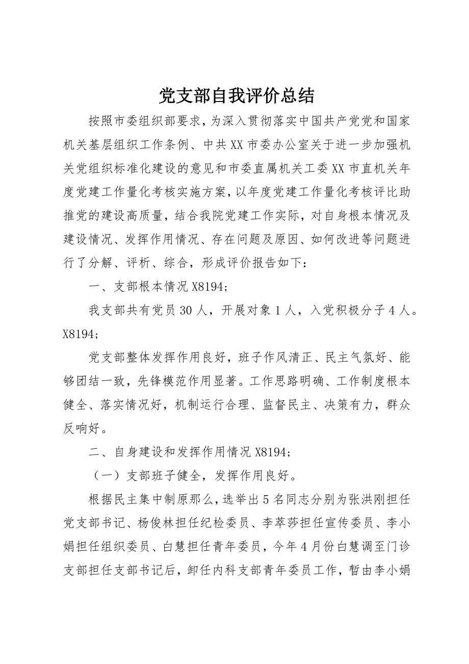 2023年党支部自我评价总结.docx_第1页