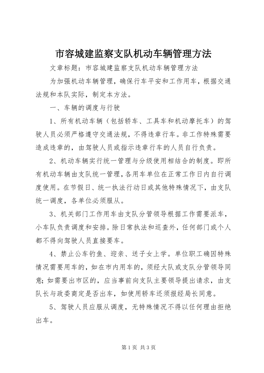 2023年市容城建监察支队机动车辆管理办法.docx_第1页