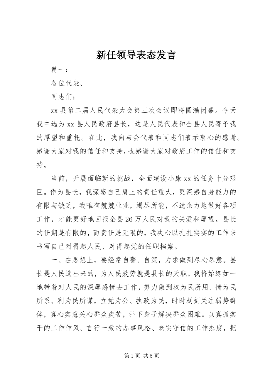 2023年新任领导表态讲话.docx_第1页