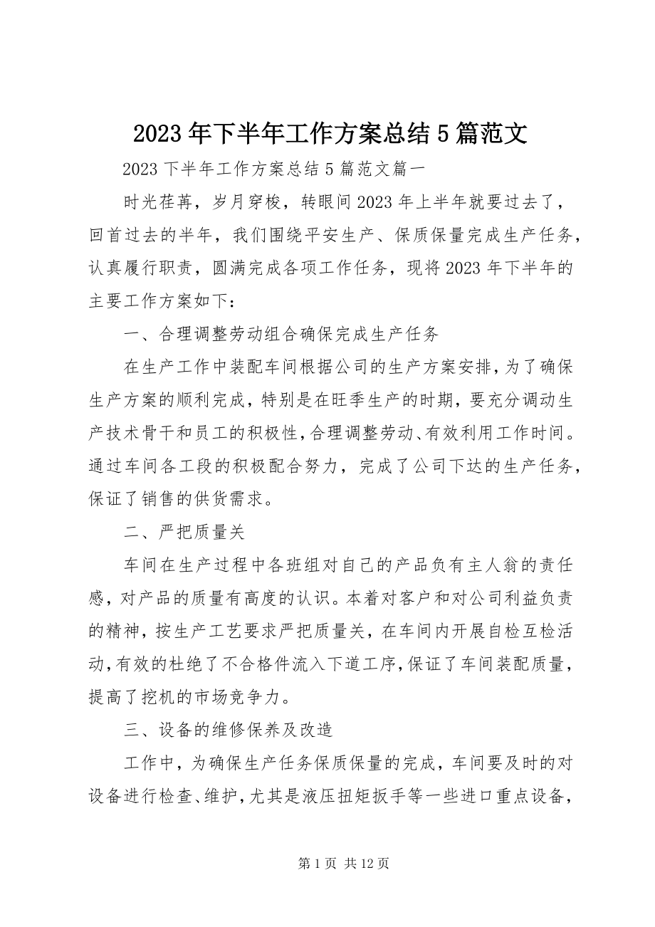 2023年下半年工作计划总结5篇.docx_第1页