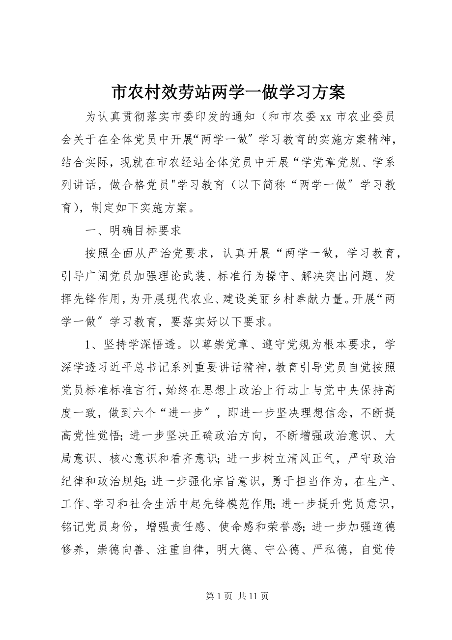 2023年市农村服务站两学一做学习计划.docx_第1页