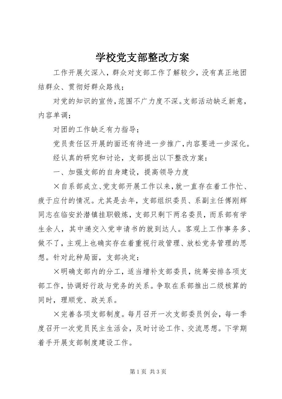 2023年学校党支部整改方案.docx_第1页