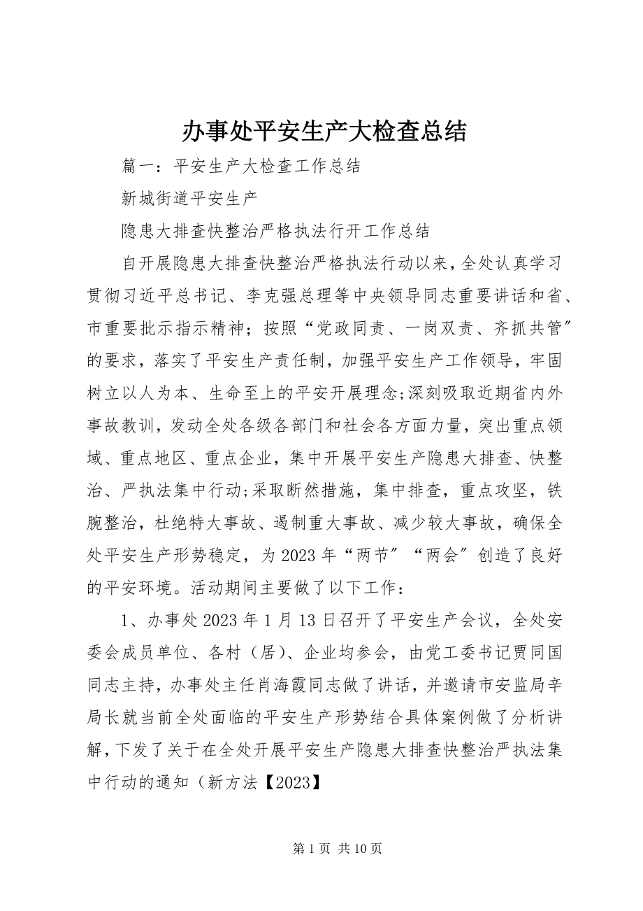 2023年办事处安全生产大检查总结新编.docx_第1页