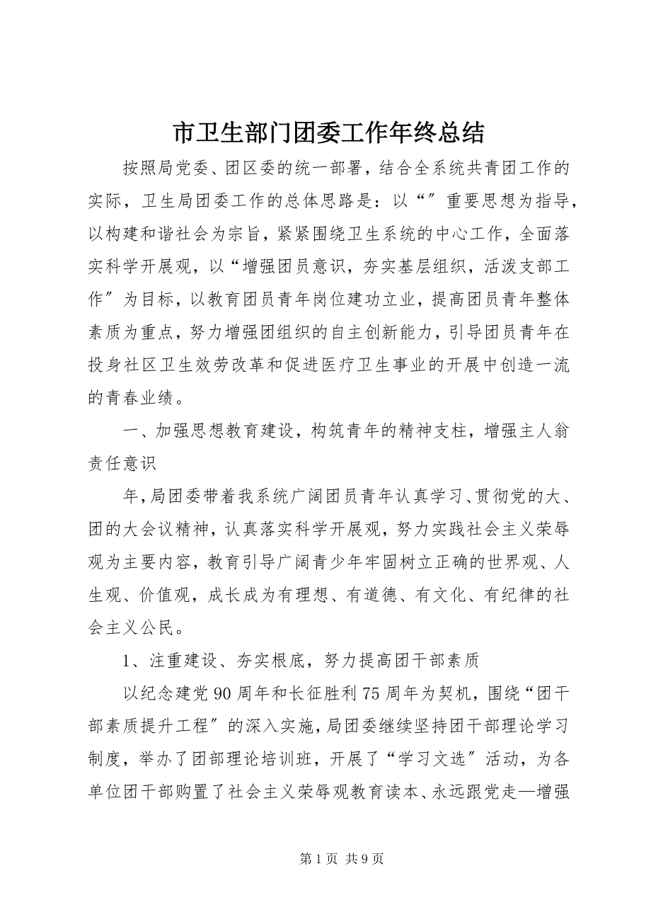 2023年市卫生部门团委工作年终总结.docx_第1页