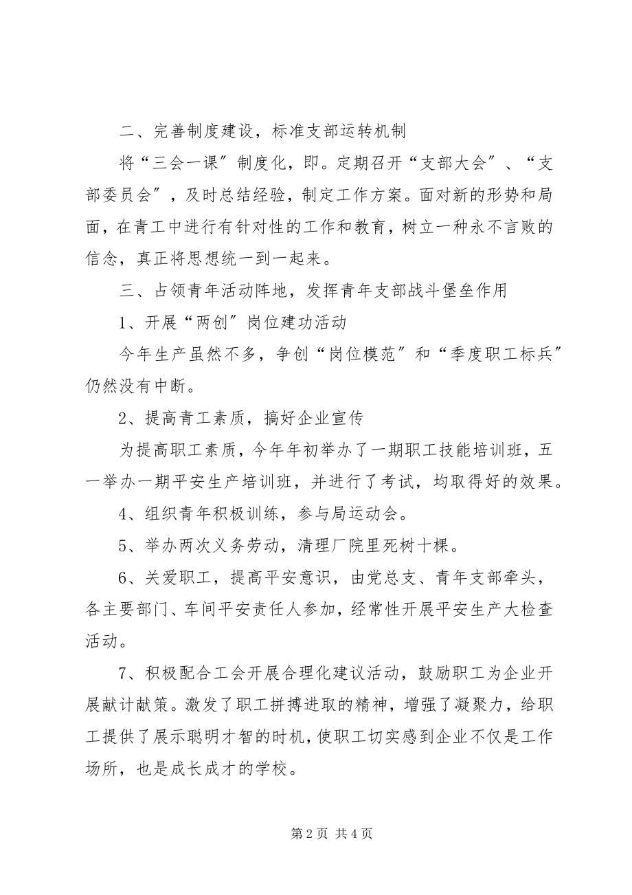 2023年青年支部上半年工作总结及下半年工作思路工作思路.docx_第2页