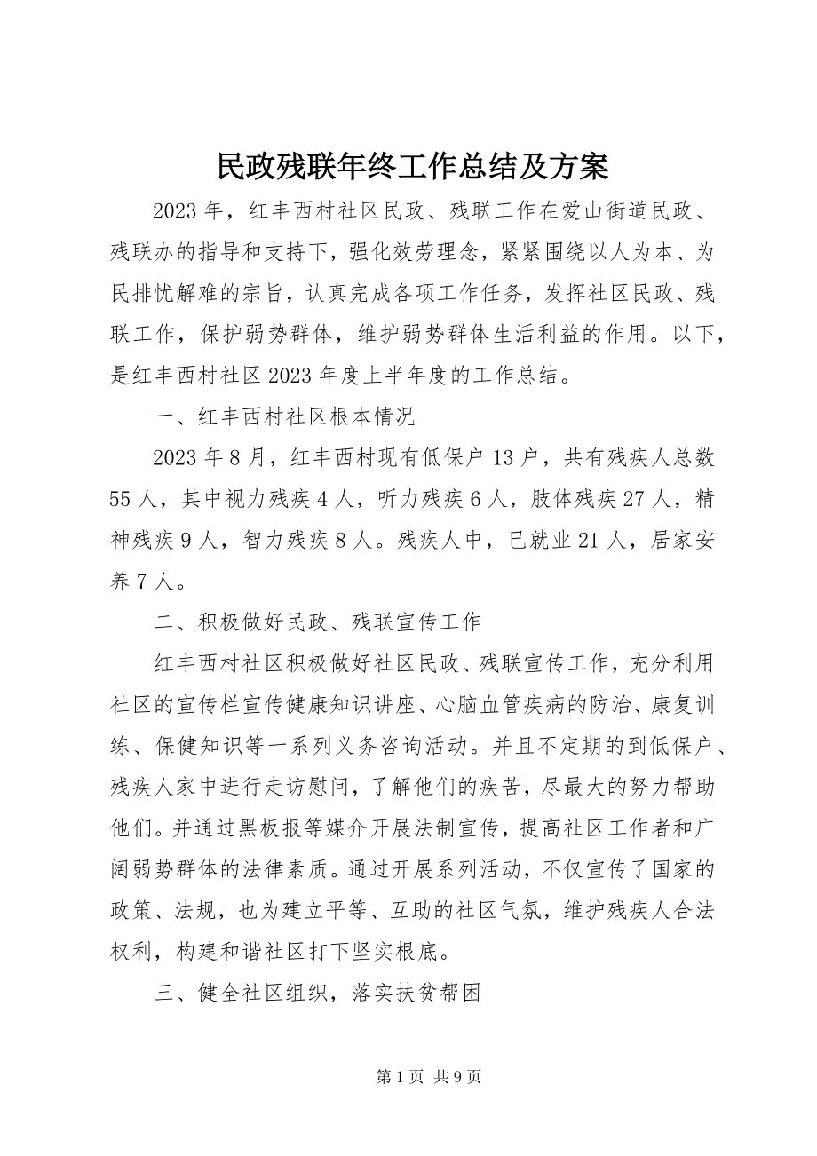 2023年民政残联终工作总结及计划.docx_第1页