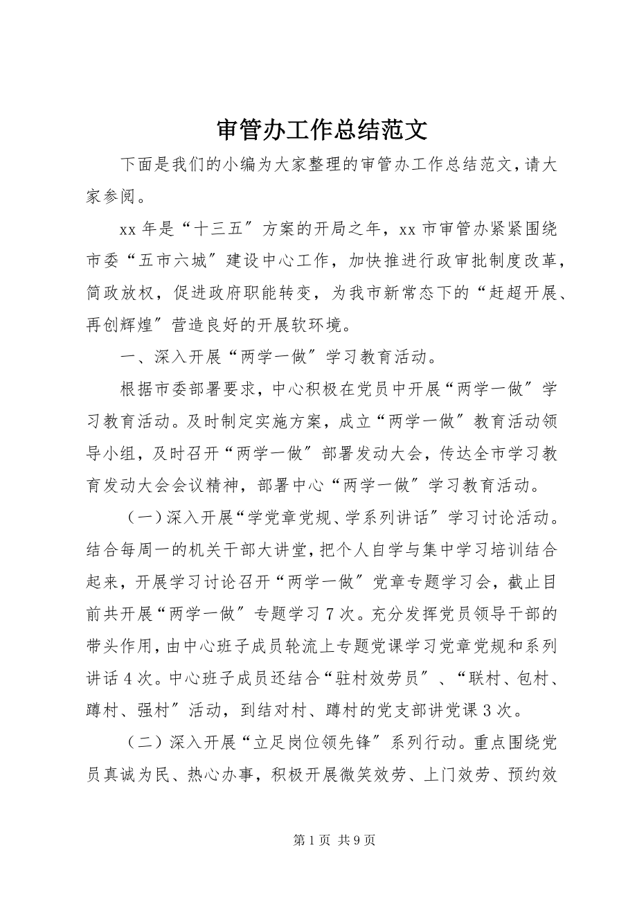 2023年审管办工作总结.docx_第1页