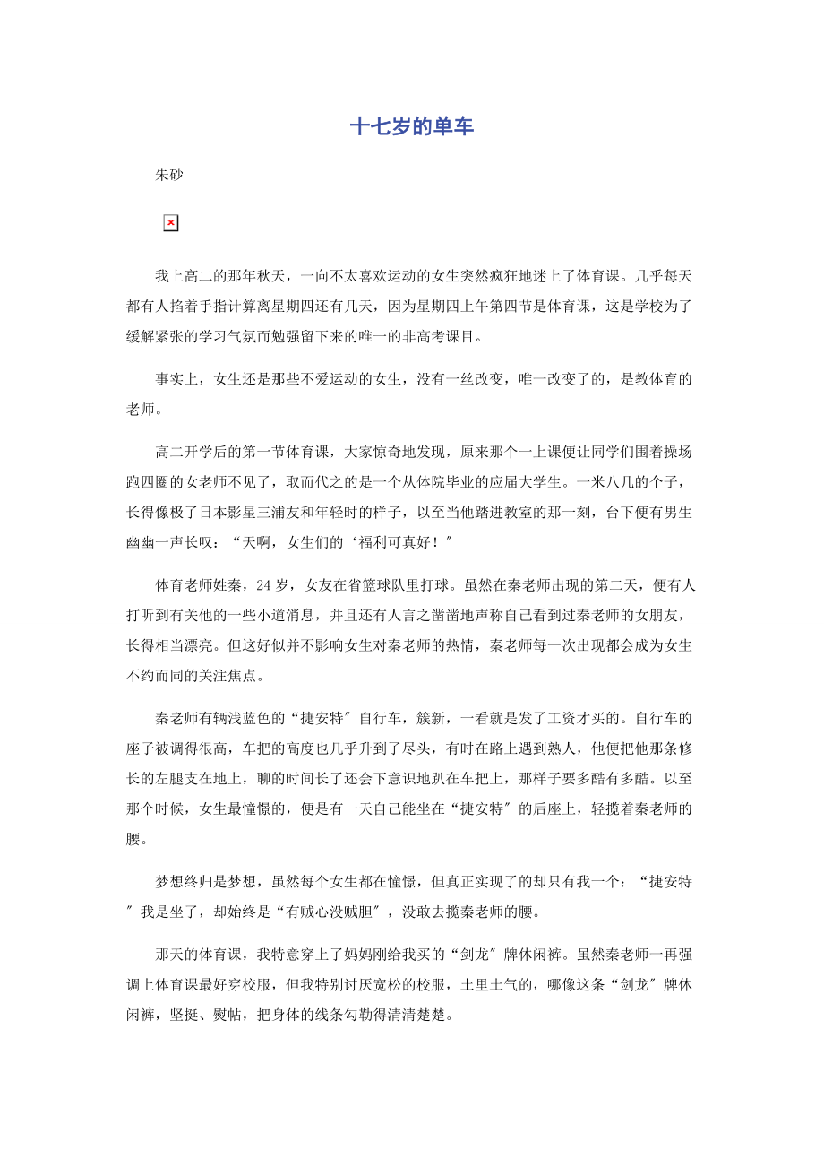 2023年十七岁的单车.docx_第1页