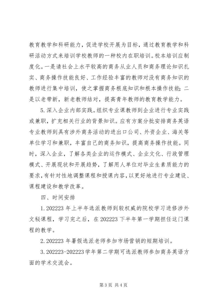 2023年商务英语系教师进修培训计划.docx_第3页