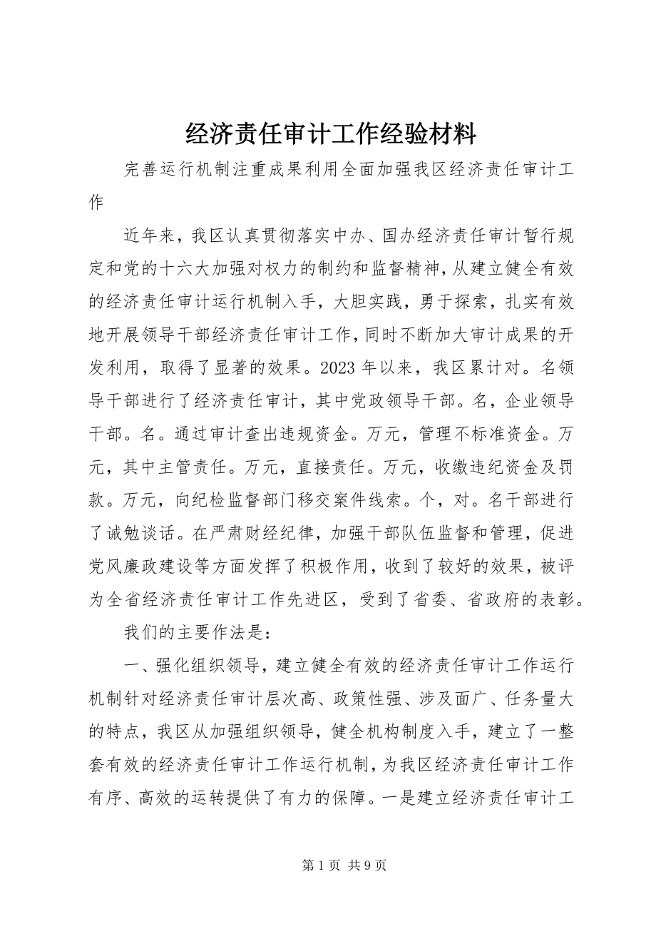 2023年经济责任审计工作经验材料.docx_第1页