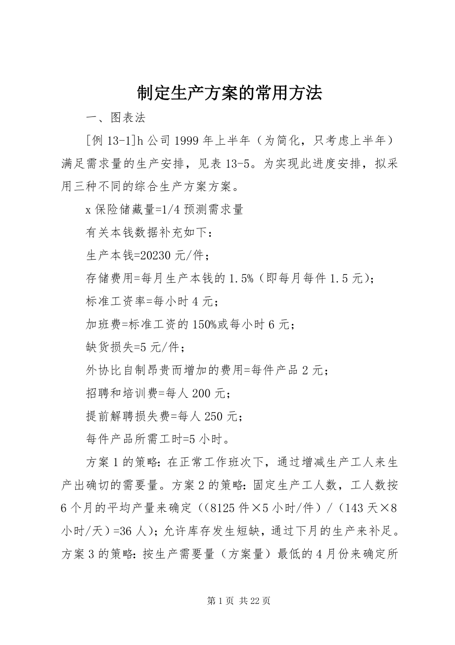 2023年制定生产计划的常用方法.docx_第1页