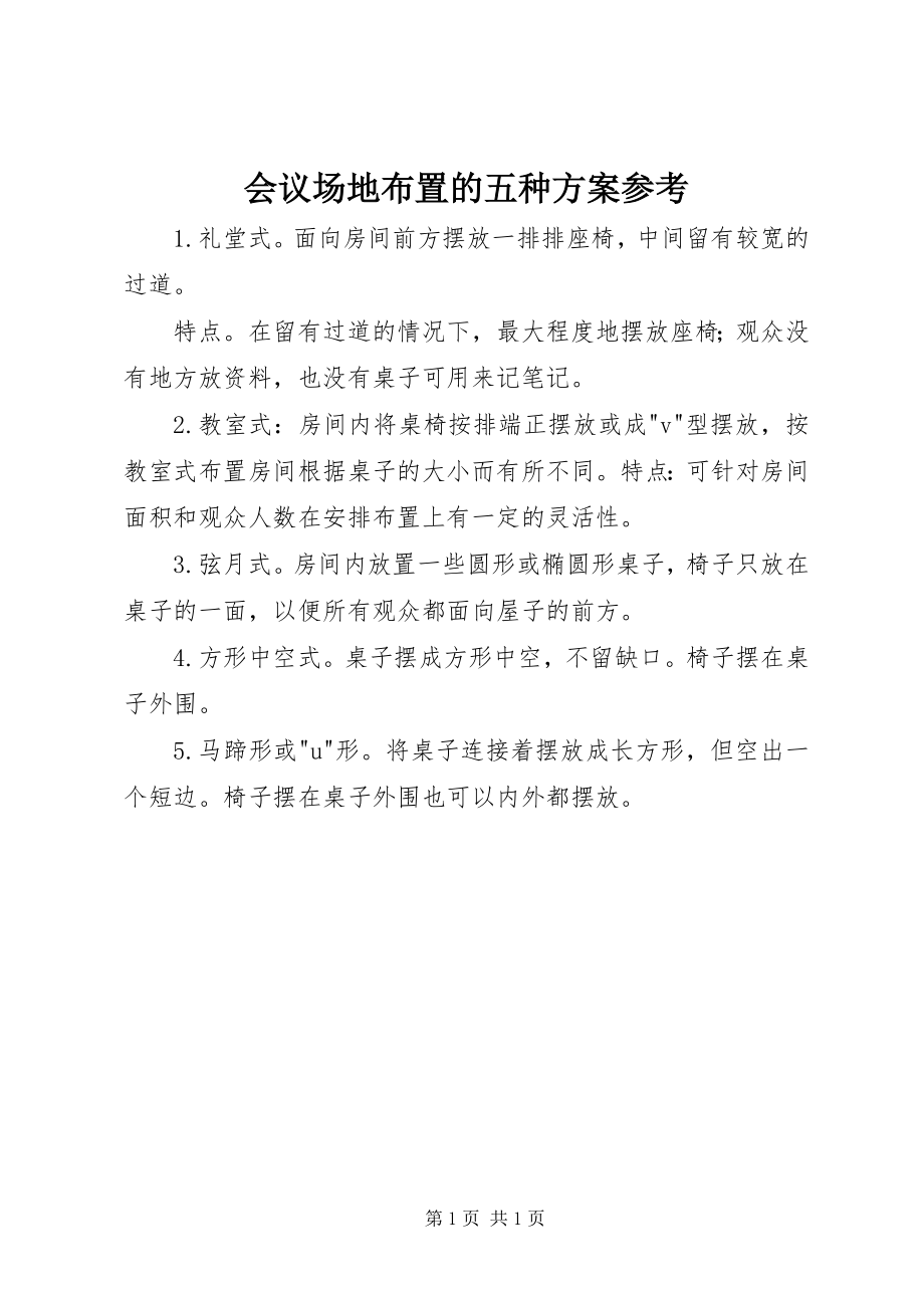 2023年会议场地布置的五种方案参考.docx_第1页