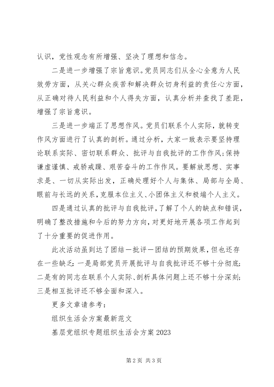 2023年专题组织生活会小结.docx_第2页